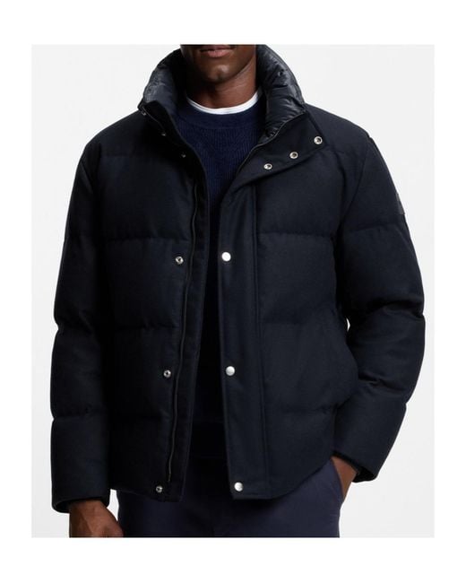 Boss Blue Flannel Jacket With Down Filling for men