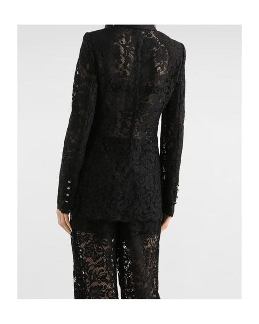 Dolce & Gabbana Black Lace Double-Breasted Blazer