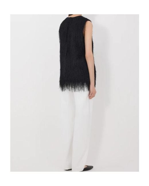 Loulou de Saison Black Yasmin Textured Sleeveless Top