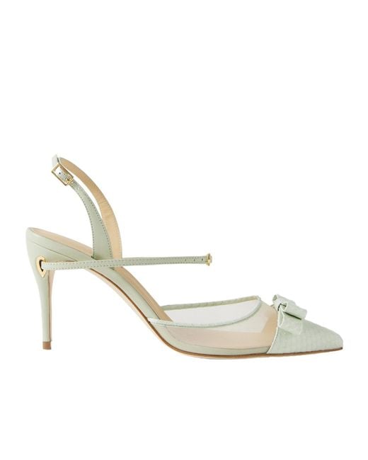 JENNIFER CHAMANDI Metallic Mesh And Leathertrimmed Elaphe Slingback Pumps