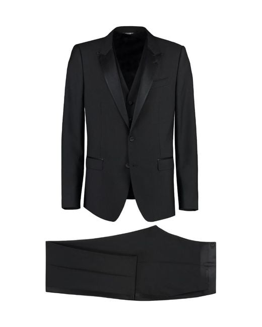 Dolce & Gabbana Black Stylish Three-Piece Suit for men