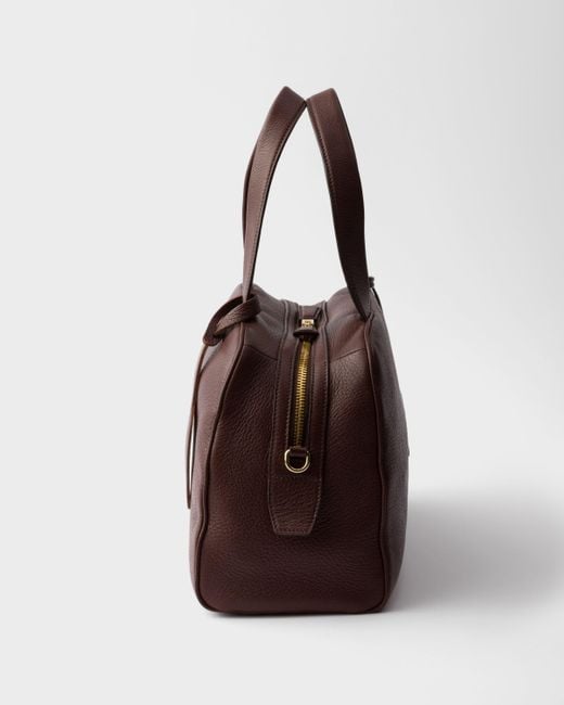 Prada Brown Logo-Printed Zipped Tote Bag