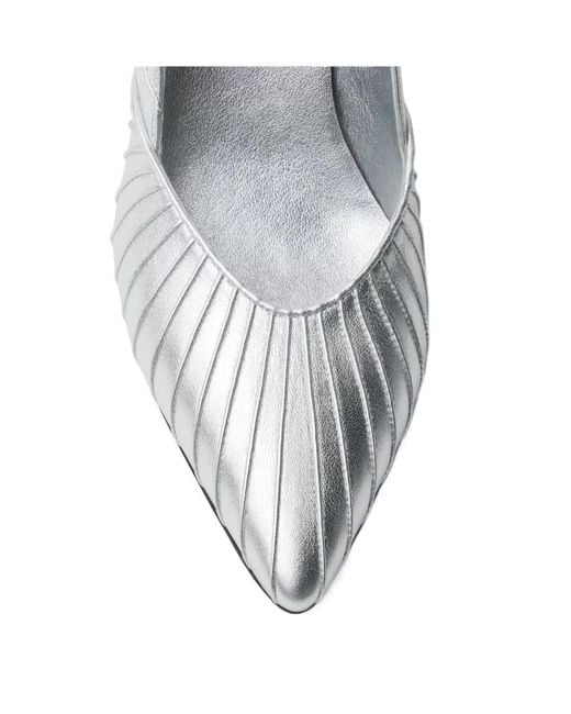 Versace White Gianni Metallic Nappa Pumps 90 Mm