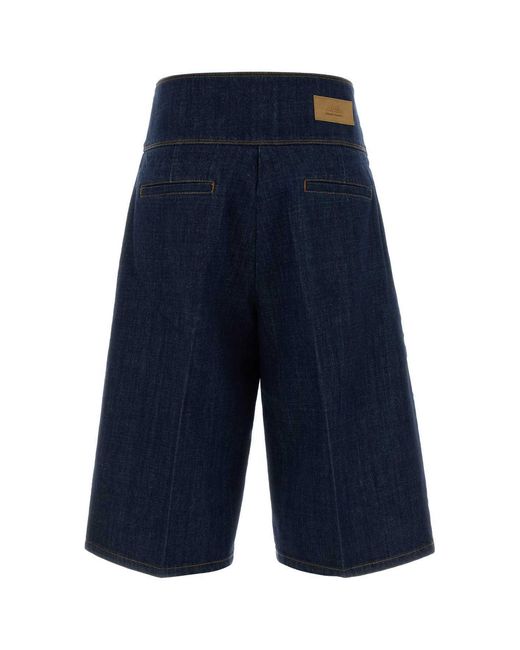 AMI Blue Ami Logo Patch Denim Shorts