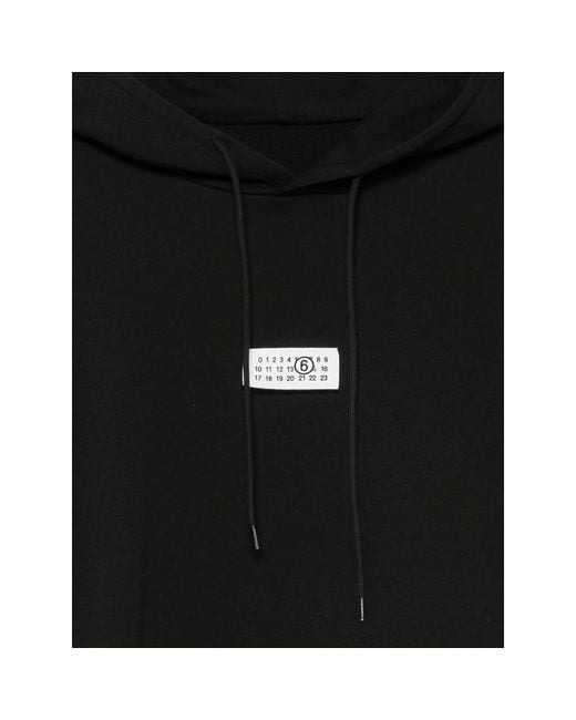 MM6 by Maison Margiela Black Logo-Patch Drawstring Hoodie for men