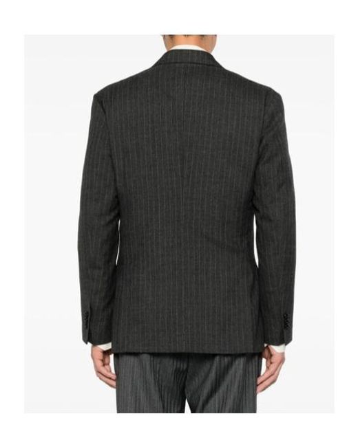 Lardini Black Pinstripe-Pattern Double-Breasted Blazer for men