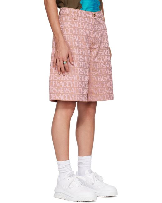 Versace Pink Allover-Jacquard High-Waist Bermuda Shorts for men