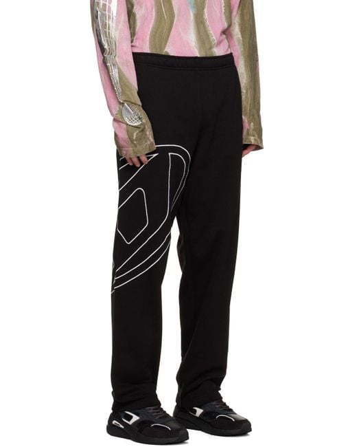 DIESEL Black Oval-D Logo Embroidered Track Pants for men