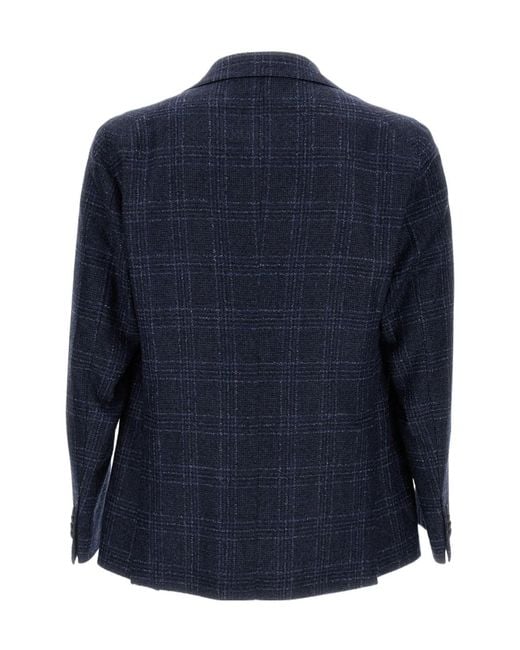 Tagliatore Blue Single-Breasted Tweed Blazer for men