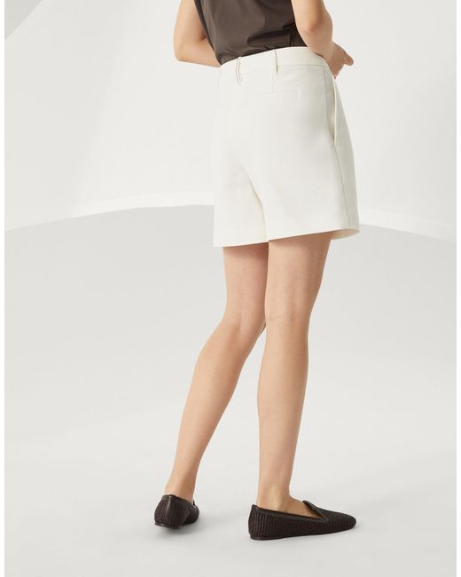 Brunello Cucinelli White Embellished Tailored Shorts