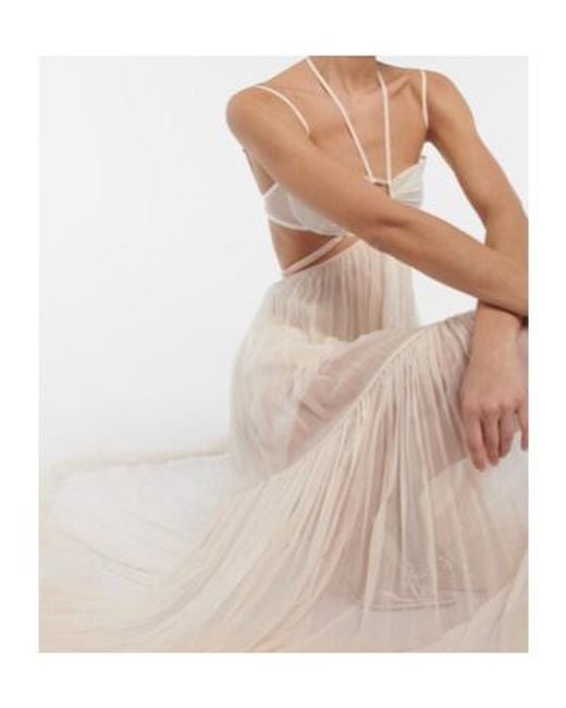 Nensi Dojaka White Bridal Silk Chiffon Gown