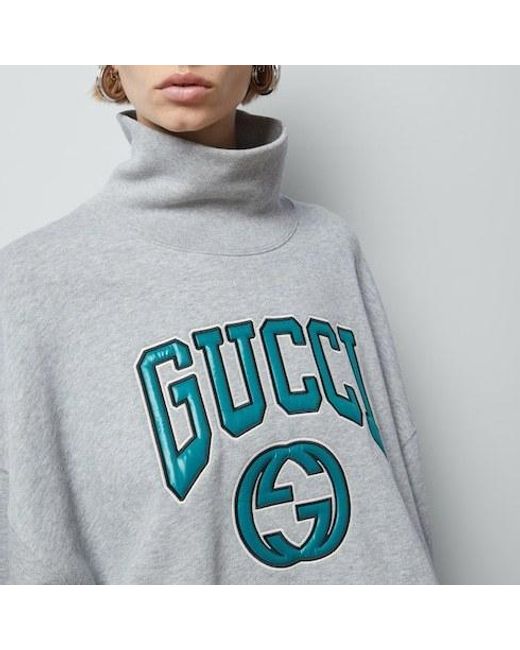 Gucci Gray Logo Embroidered Crewneck Sweatshirt