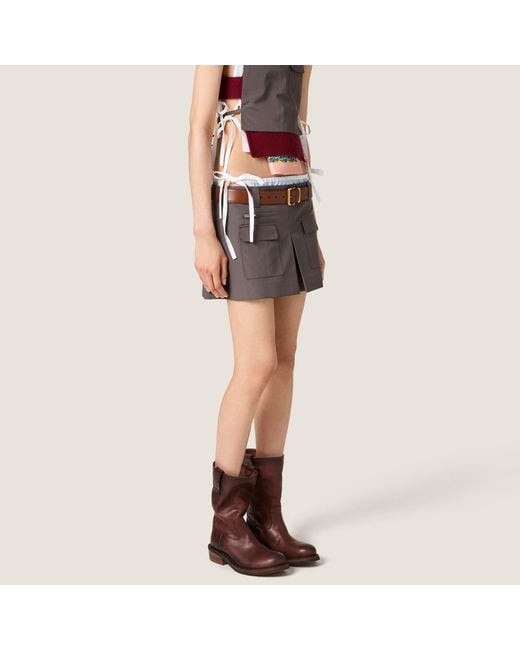 Miu Miu Brown Poplin Mini Skirt