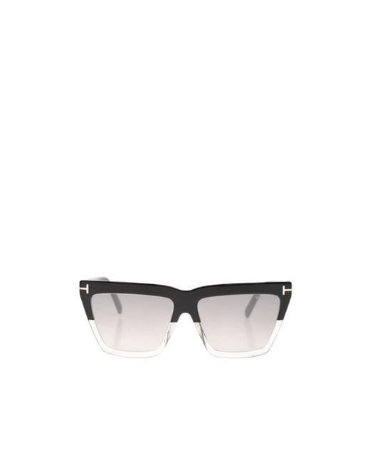 Tom Ford White Eyewear Eden Geometric Frame Sunglasses
