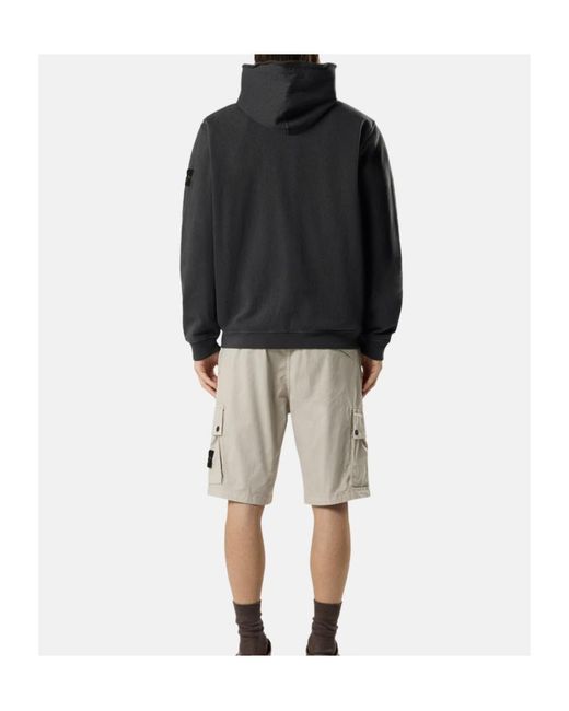 Stone Island Black Logo Patch Zipped Hoodie for men