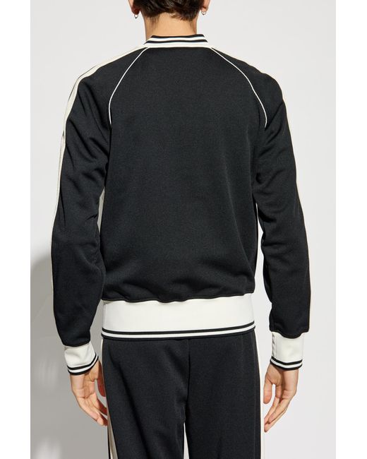 Palm Angels Black Pa Monogram Embroidered Zip-Up Sweatshirt for men
