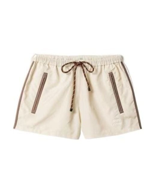 Miu Miu Natural Technical Fabric Shorts