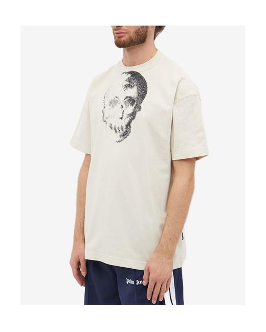 Palm Angels White Skull-Print T-Shirt for men