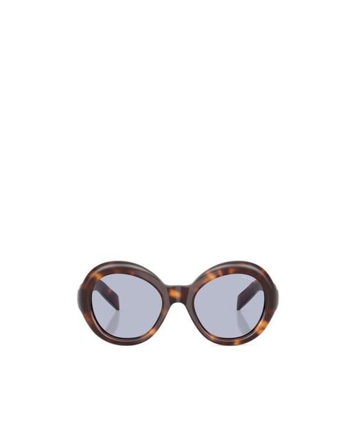 Prada White Eyewear Oversized Round Frame Sunglasses