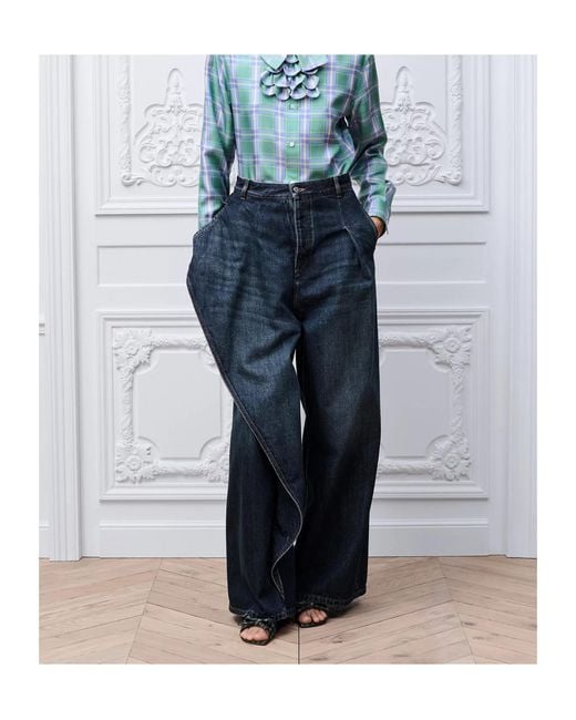 Dior Blue Draped Flared Jeans