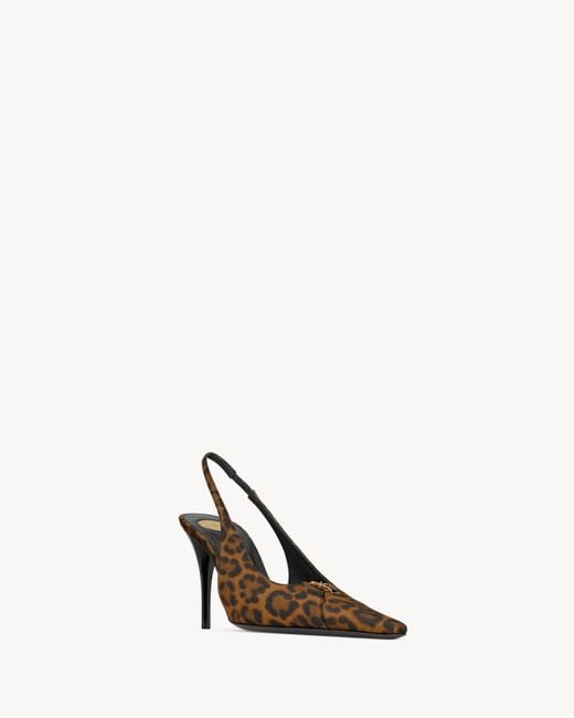 Saint Laurent Brown Babylone Breteuil Slingback Pumps