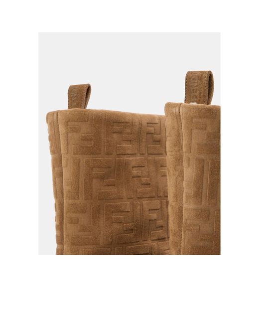 Fendi Brown Suede Texture Snow Boots