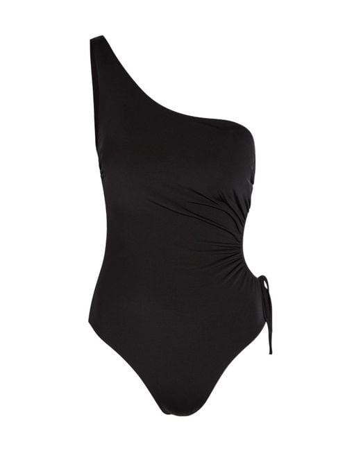 Max Mara Black Canarie One Shoulder Stretch-Polyamide Swimsuit