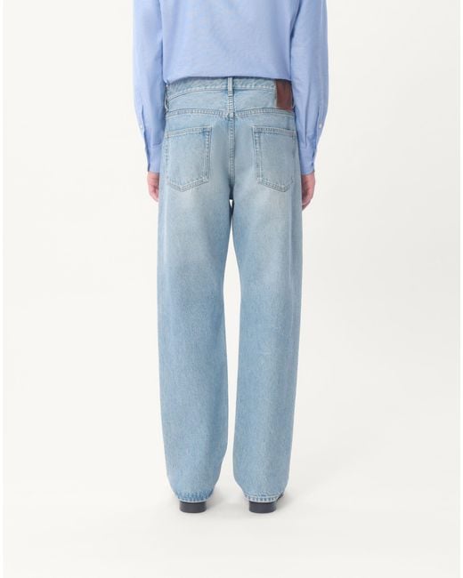 Valentino Blue Logo Patch Straight Leg Jeans for men