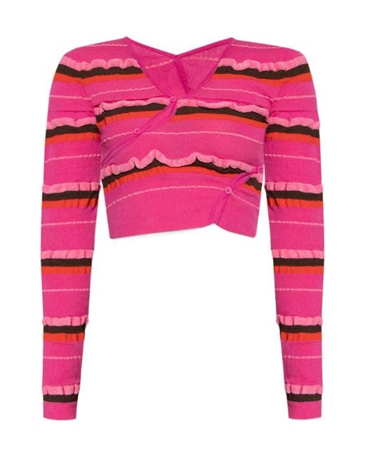 Jacquemus Pink Striped Cropped Top