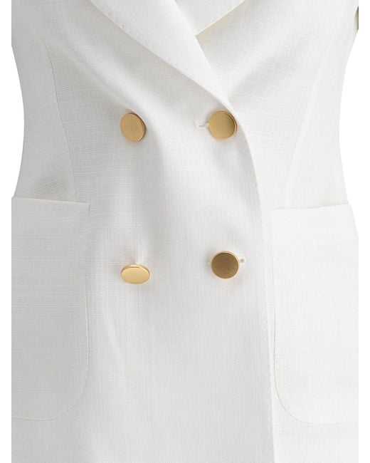Tagliatore White Double-Breasted Tailored Jacket