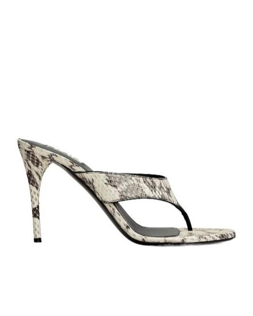 Alaïa White Alaïa Infradito Embossed Heeled Sandals