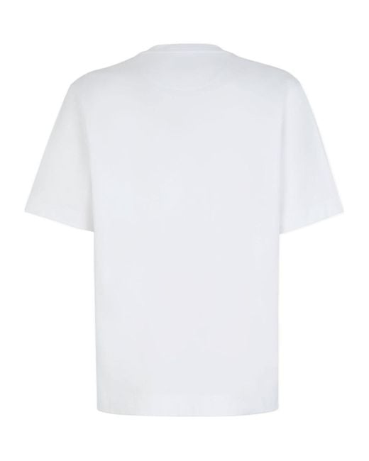 Fendi White Logo Printed Crewneck T-Shirt for men