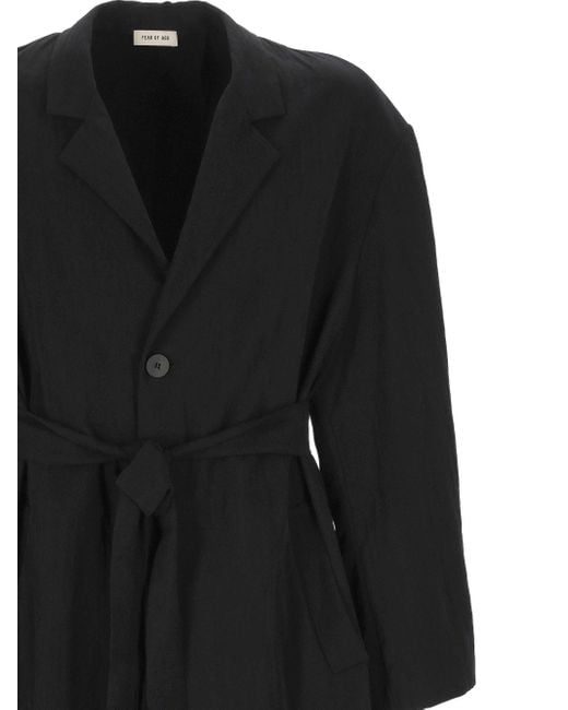 Fear Of God Black Belted Classic Unlined Overcoat for men