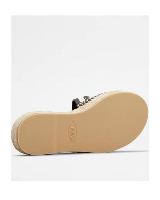 Tod's White Catena Logo-Embroidered Slides