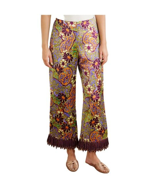 ALÉMAIS Red Printed Satin Wide-Leg Pants