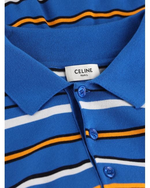 Céline Blue Short-Sleeved Polo Sweater for men