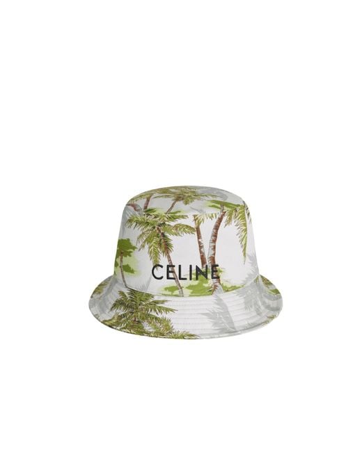 Celine Bucket Hat With Drawstring in White for Men | Lyst