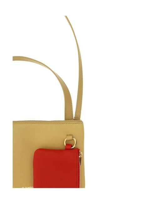 Jil Sander Red Logo-Printed Zipped Crossbody Bag