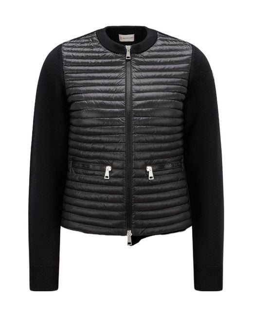 Moncler Black Padded Wool Cardigan