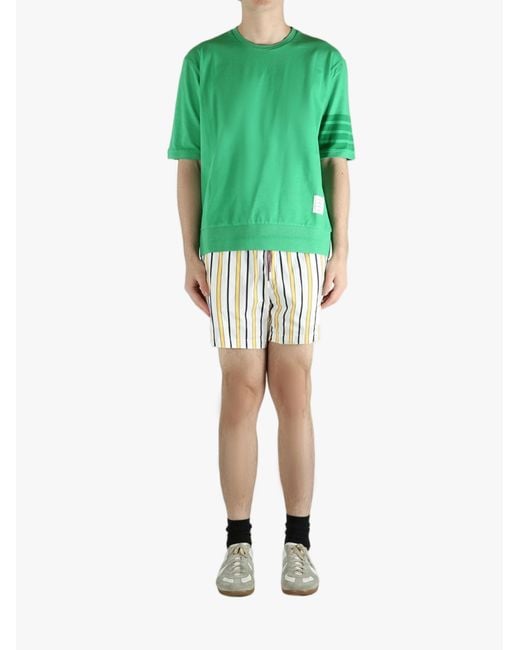Thom Browne Green Jersey-Bar T-Shirt for men