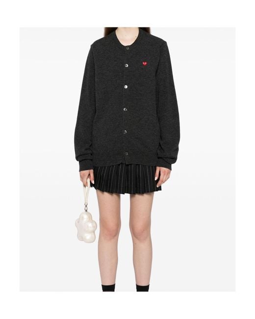 COMME DES GARÇONS PLAY Black Long-Sleeved Knitted Cardigan for men