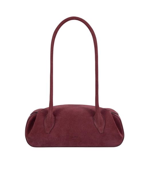 Yuzefi Purple Mini Oyster Suede-Finish Leather Shoulder Bag