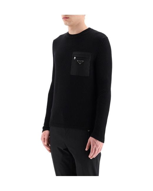 Prada Black Logo Pocket Knitted Jumper for men