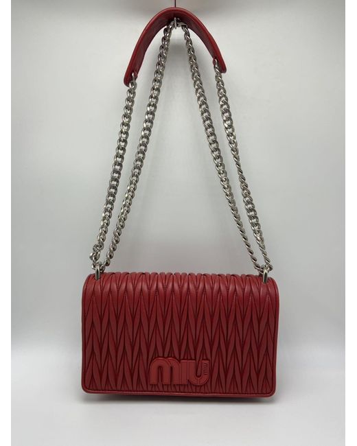 Miu Miu Red Flap Shoulder Bag