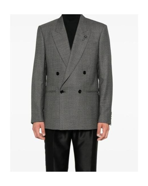 Lardini Gray Double-Breasted Blazer for men