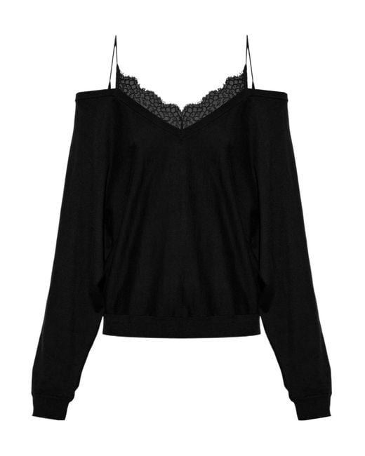 IRO Black Off-The-Shoulder Knit Top