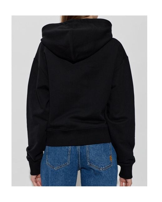 Balmain Black Logo Printed Drawstring Hoodie