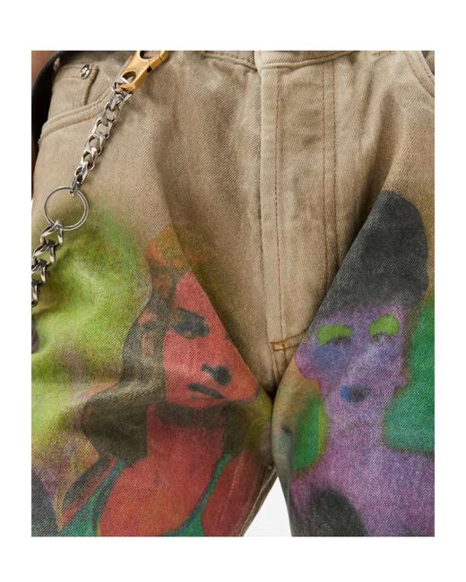 Versace Green Printed Jeans