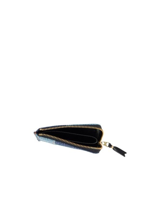 Comme des Garçons Blue Compact Zip-Around Wallet for men