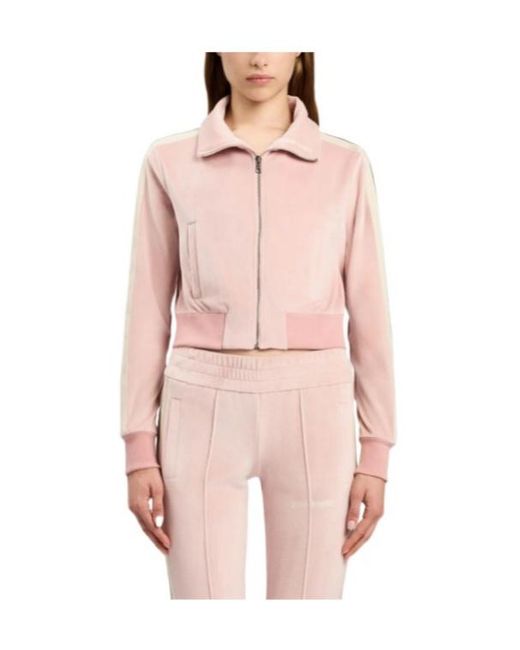 Palm Angels Pink Zip-Up Cropped Sports Jacket